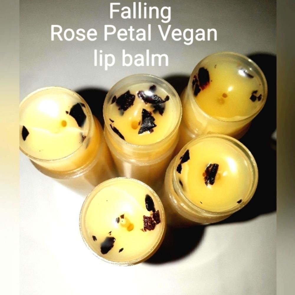 Hand Crafted 3 for $13 Falling Rose Petals Super Healing Vegan lip balm